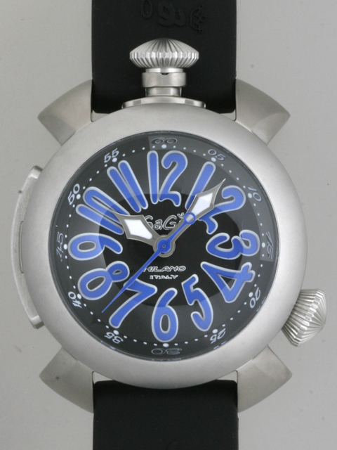 ガガ･ミラノスーパーコピー GAGAMILANO マニュアル　48mm　手巻き 5010 MOSAICO 1 ブルー皮 マルチカラーモザイク/シルバーアラビア